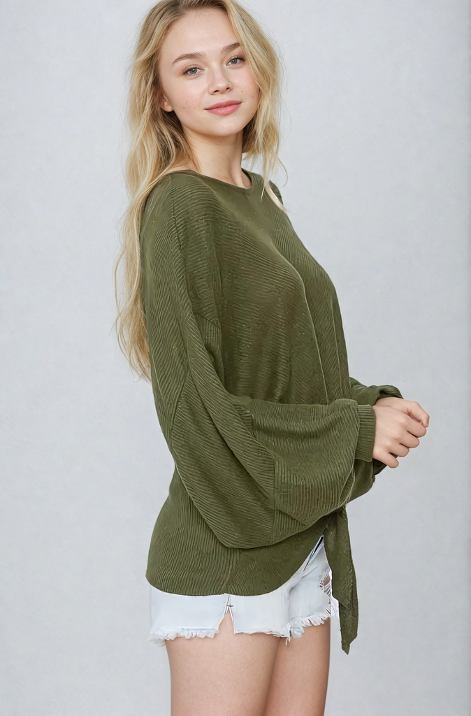 Brushed Knit Ribbed Sweater In Green – Autumn Grove Clothing