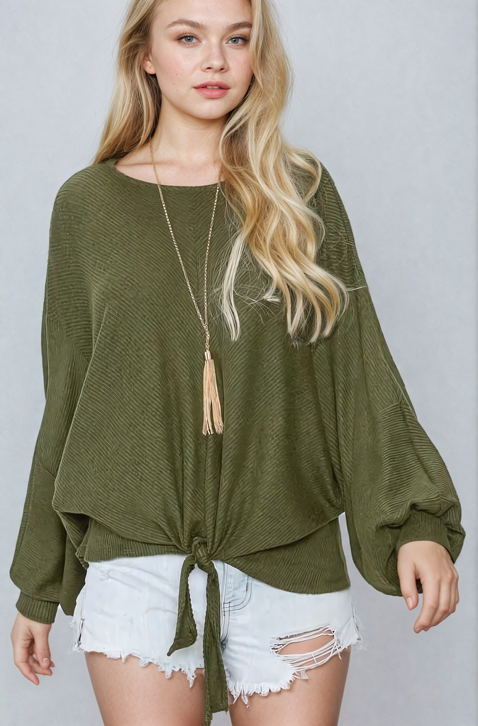 Brushed Knit Ribbed Sweater In Green – Autumn Grove Clothing