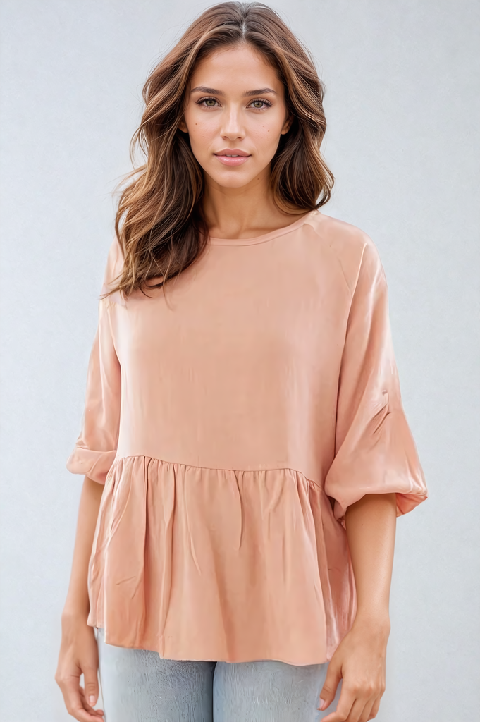 Linen Blend Pintuck Top In Dusty Rose – Autumn Grove Clothing