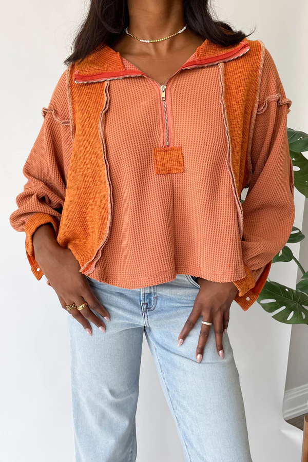 pullover patched sweater