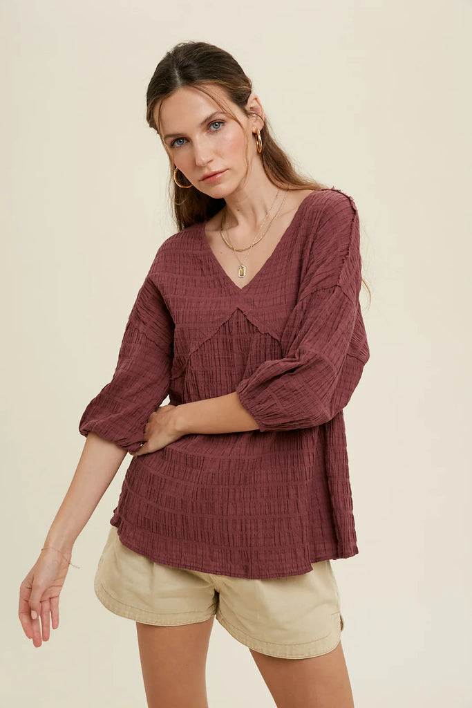 Audrey Swing Top | Audrey Top In Wine |  Autumn Grove Clothing