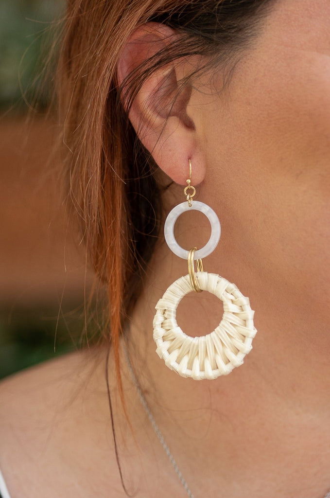 Basket Weaved Drop Earrings | Circle Earrings – Autumn Grove Clothing